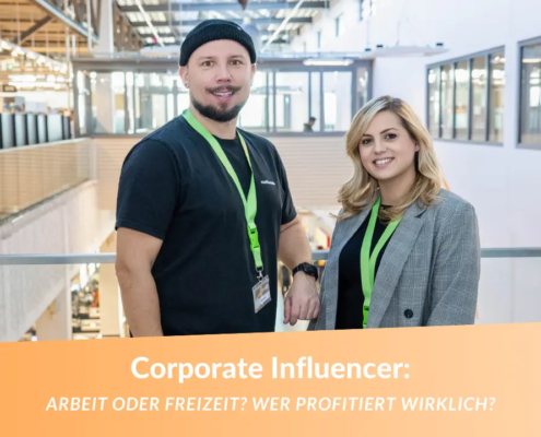 Kira und Tommy im Globus Markt – Authentisches Corporate Influencer Foto der beiden Mitarbeitenden in ihrem Arbeitsumfeld.