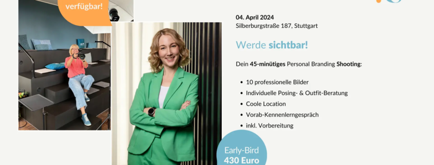 Personal Branding Fotoshooting Special am 04. April 2025 in Stuttgart – moderne Location & individuelle Beratung