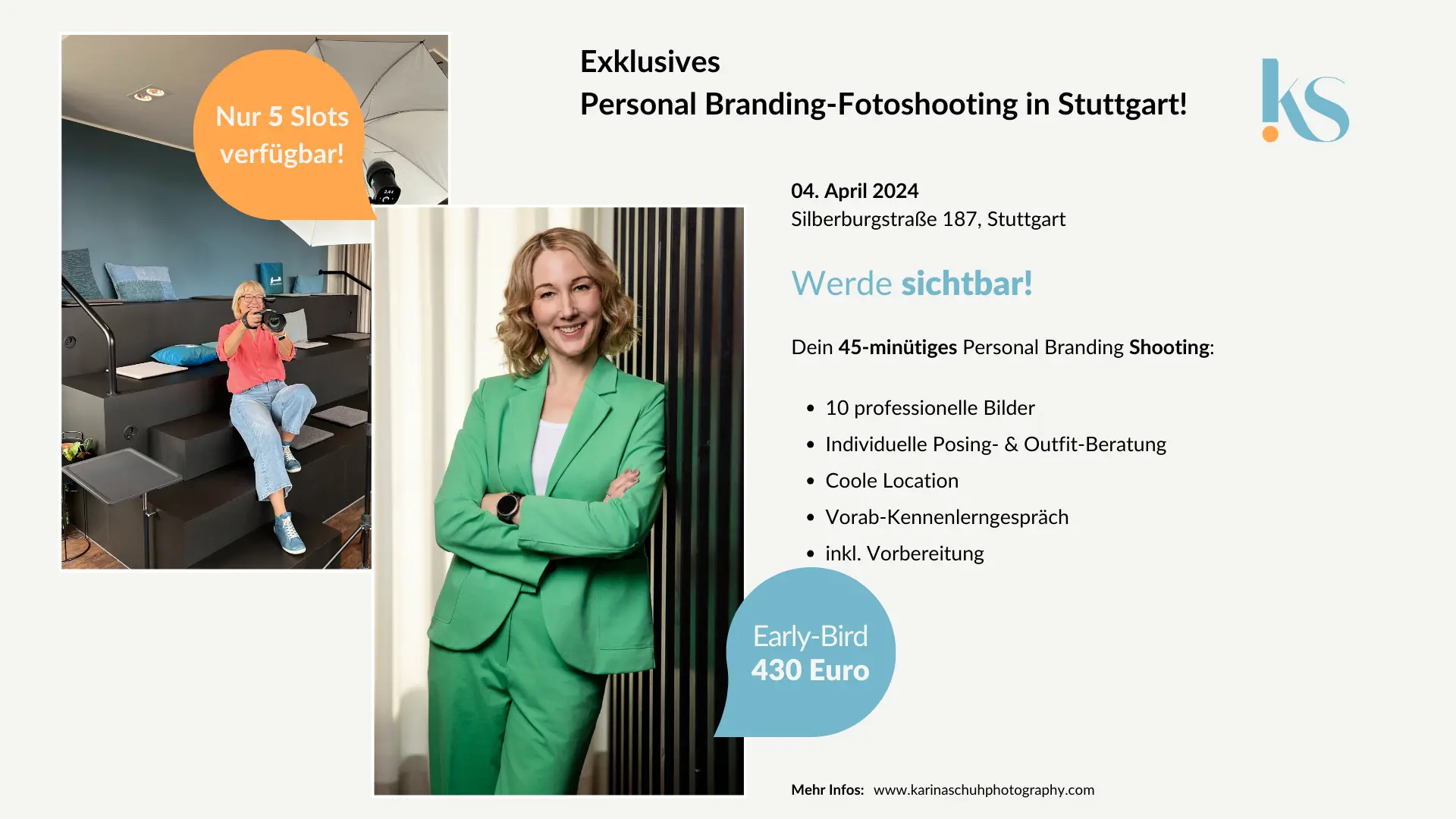 Personal Branding Fotoshooting Special am 04. April 2025 in Stuttgart – moderne Location & individuelle Beratung