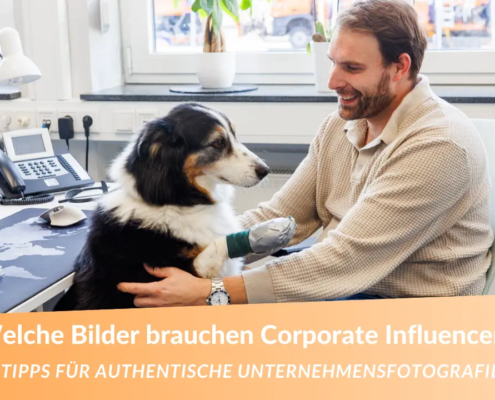 Welche Bilder brauchen Corporate Influenzer? Hier: Mitarbeiter am Schreibtisch mit Hund!