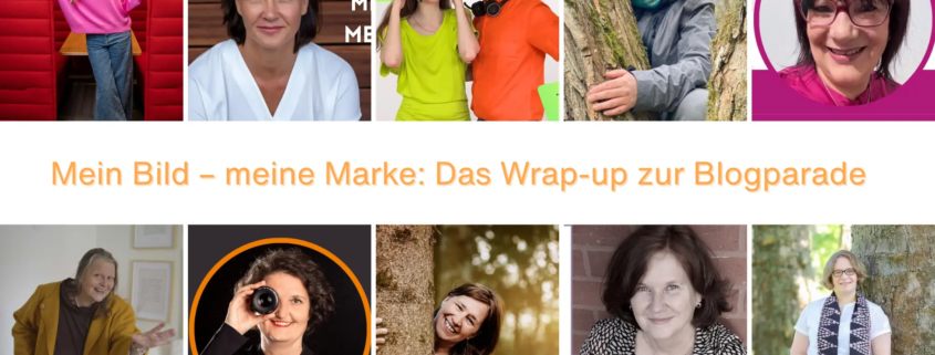 Collage mit Porträts der Teilnehmer:innen der Blogparade „Mein Bild – meine Marke“, darunter drei mit Baum-Motiv