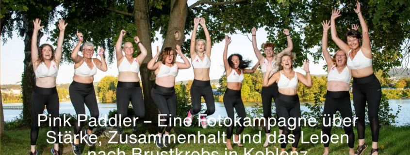 Pink Paddler Fotokampagne Koblenz – Frauen springen lachend in die Luft